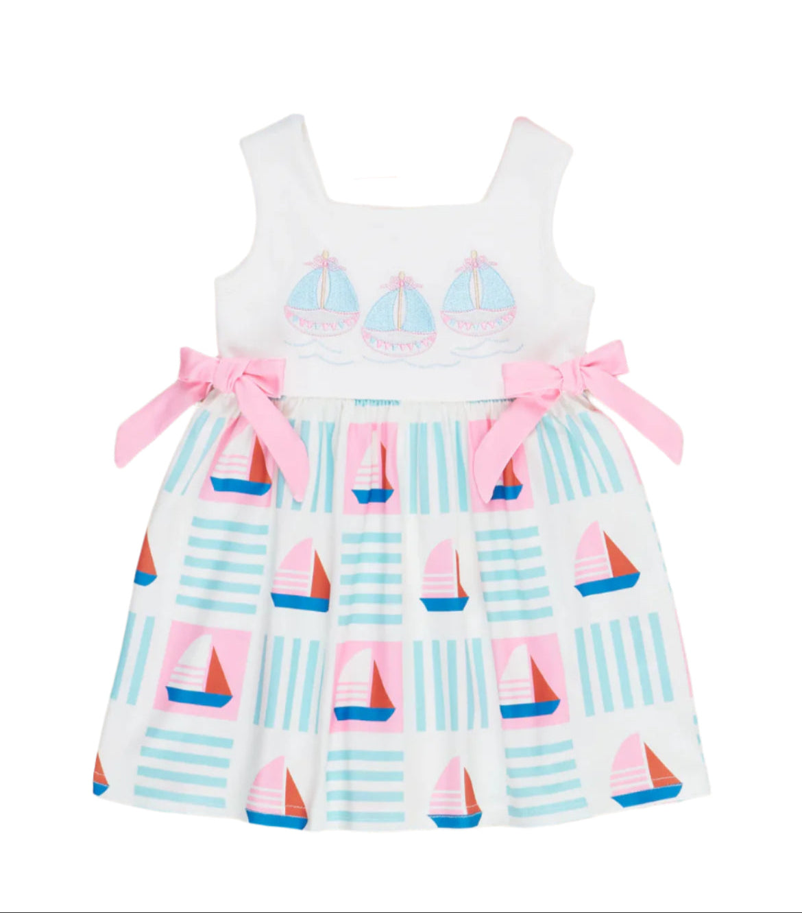 Blue & Pink Sailboat Dress, girl's, Milk Silk, kids