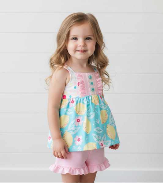 Pink Lemonade Boutique Ruffle Short Set, girl, kids, clothing, outfit, toddler