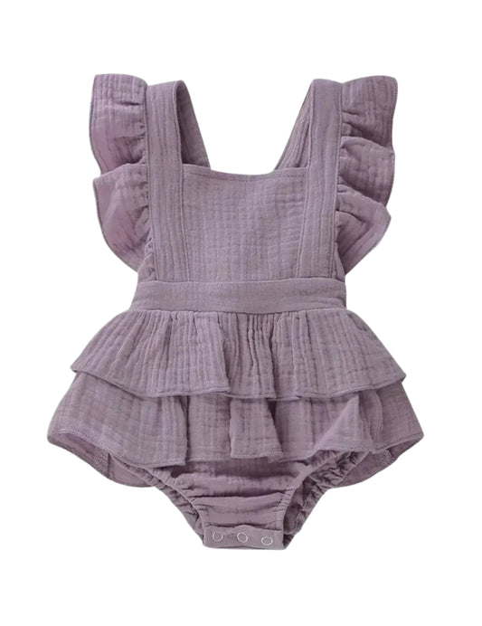Lavender Ruffle Guaze Romper, girl, kids, gift, baby - COMING SOON