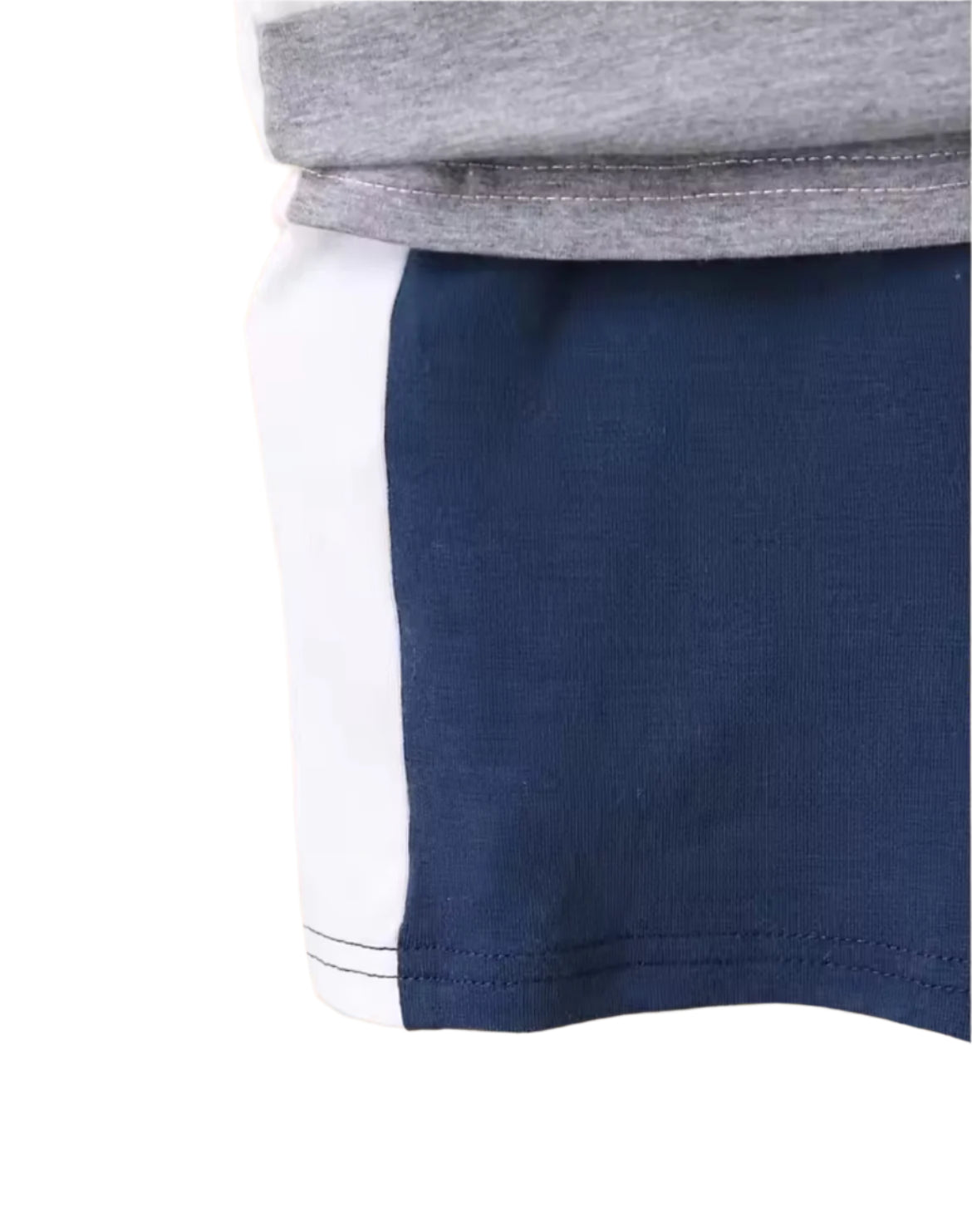 Navy, Gray & White Patchwork Short Outfit, kids, clothing, set, boy
