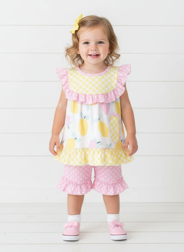 Strawberry Lemonade Boutique Short Set, girl, kids, clothing, outfit, toddler