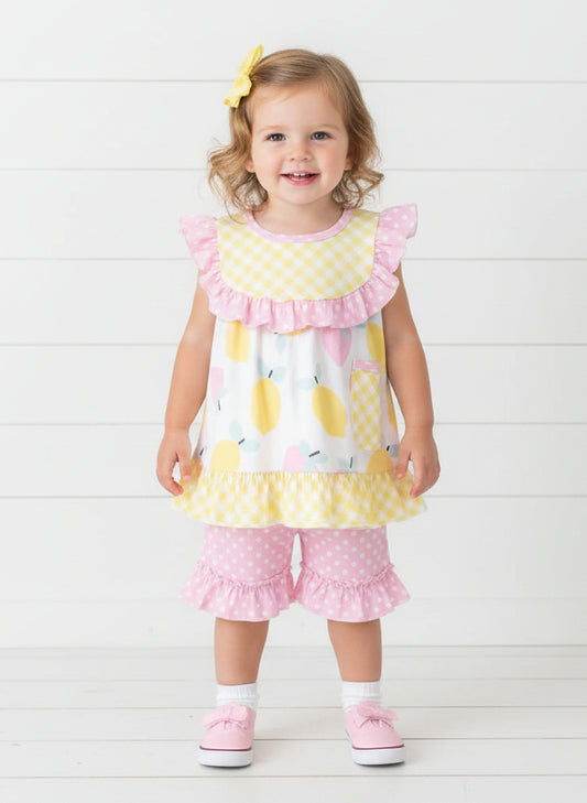 Strawberry Lemonade Boutique Short Set, girl, kids, clothing, outfit, toddler