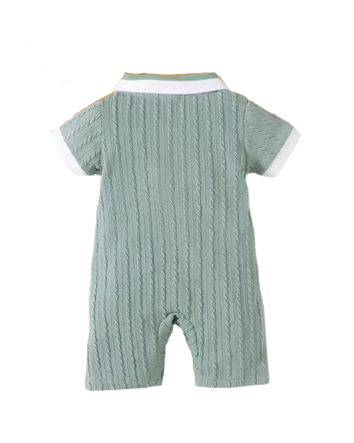 Sage Green Knit Collared Romper, baby, boy, kids