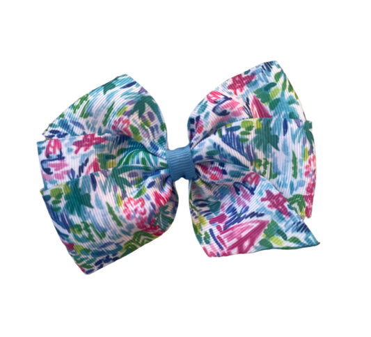 Sailboat & Palm Trees Preppy Hair Bow, girl, clip