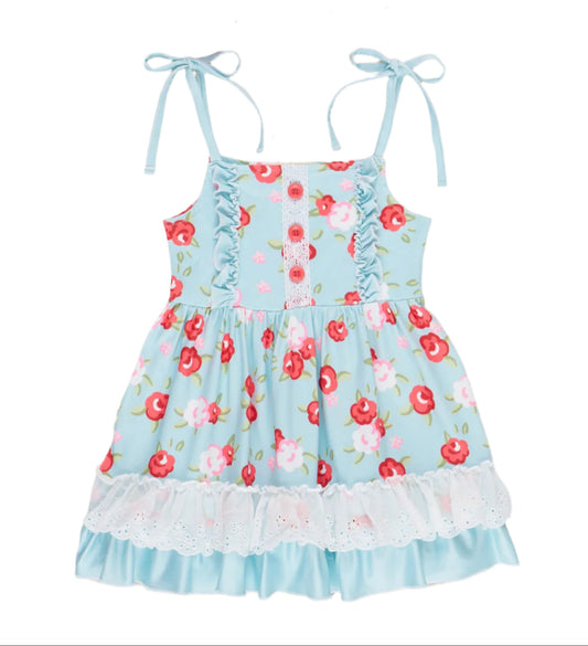 Cottage Rose Print Dress, girl's, Milk Silk, kids, shabby chic