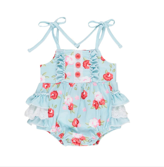 Cottage Rose Print Romper, girl's, Milk Silk, baby, shabby chic