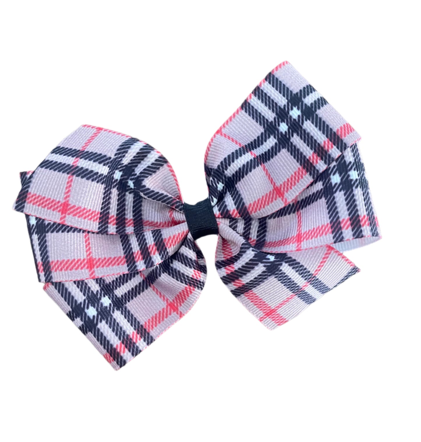 Preppy Print Hair Bow, girl, clip, stripes, plaid, tartan