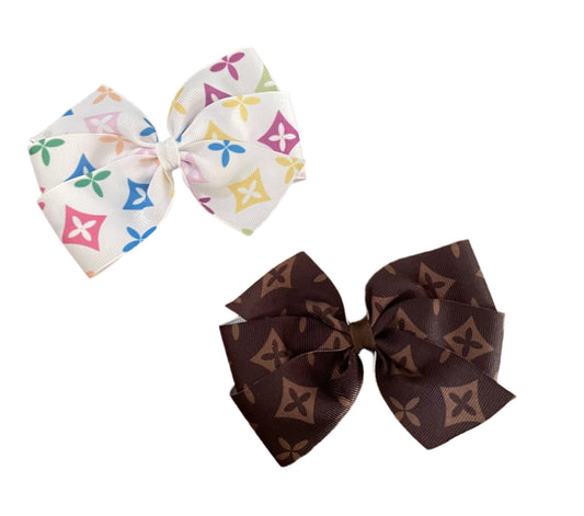 Preppy Diamond Print Hair Bow, girl, clip, stripes, plaid, tartan