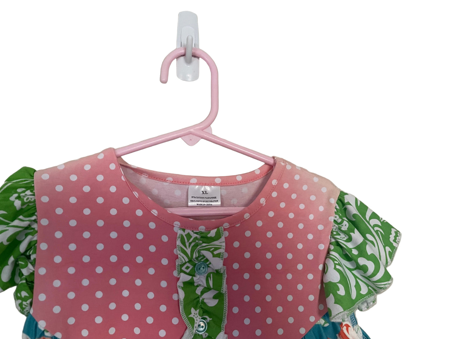 Turquoise Floral Twirl Dress, girl's, Milk Silk, Flutter Sleeve / SALE