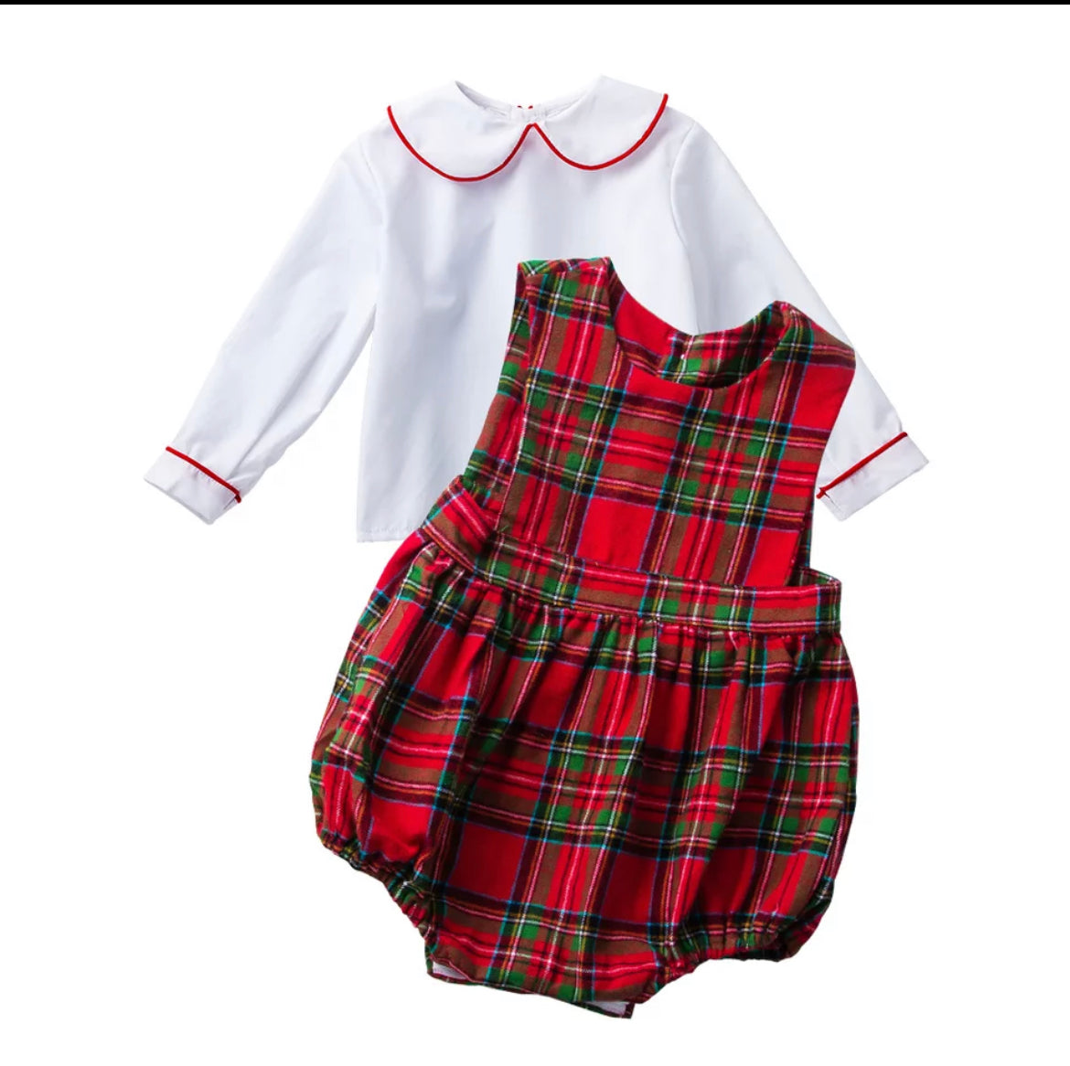 Red Tartan Plaid Romper, toddler, girl, holiday, baby