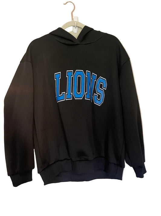 Detroit Lion's Black Hooded Sweatshirt, unisex, football, fleece