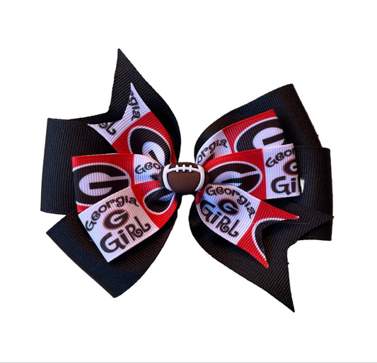 Collegiate Double Hair Bow, University, Georgia, Bulldogs