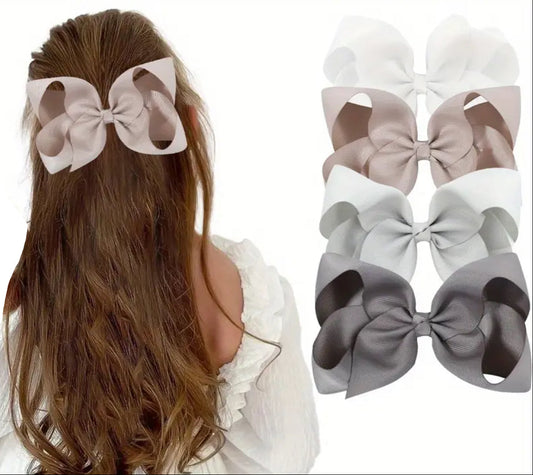 Boutique Loopy Hair Bow, Gray/White Hues, clip, girl / COMING SOON