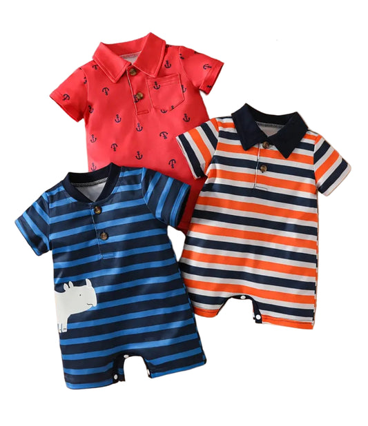 Boy's Anchor or Striped Romper, kids, clothing, baby, toddler, 3-6 months
