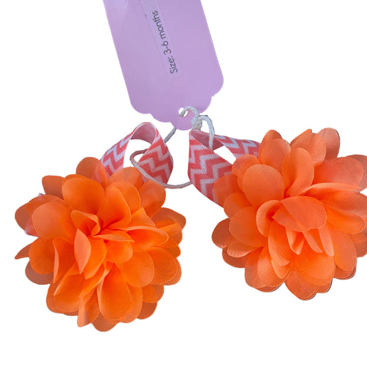 Orange Chevron Barefoot Baby Sandals, infant, Newborn, girl