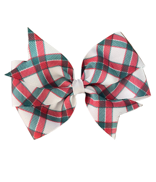 Green & Red Plaid Hair Bow, girl, clip, preppy