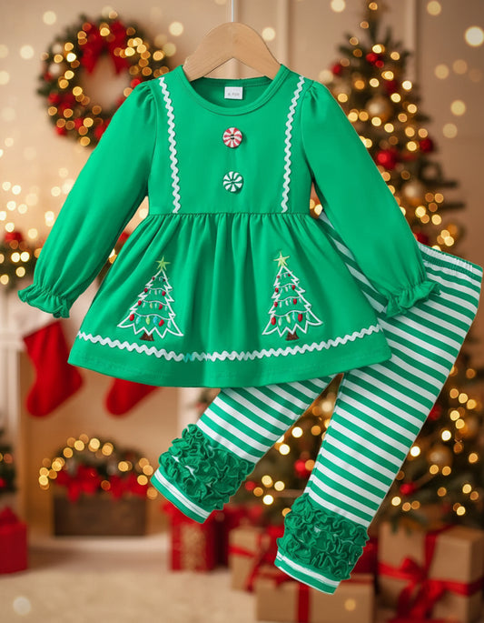 Christmas Trees Boutique Ruffle Outfit, girls, set, toddler