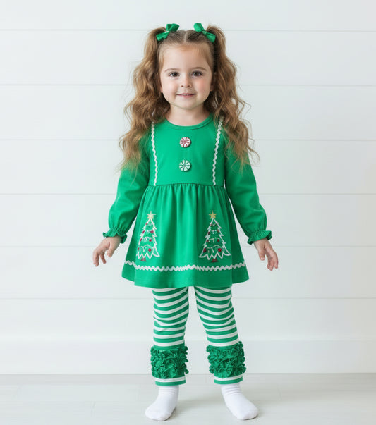 Christmas Trees Boutique Ruffle Outfit, girls, set, toddler