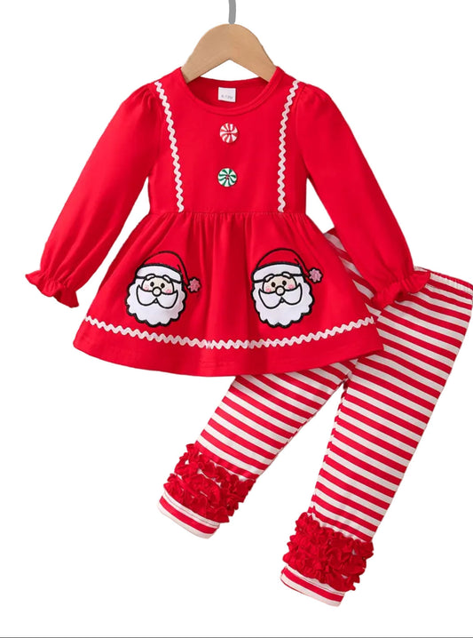 Red & White Santa Boutique Ruffle Outfit, girls, set, toddler / COMING SOON