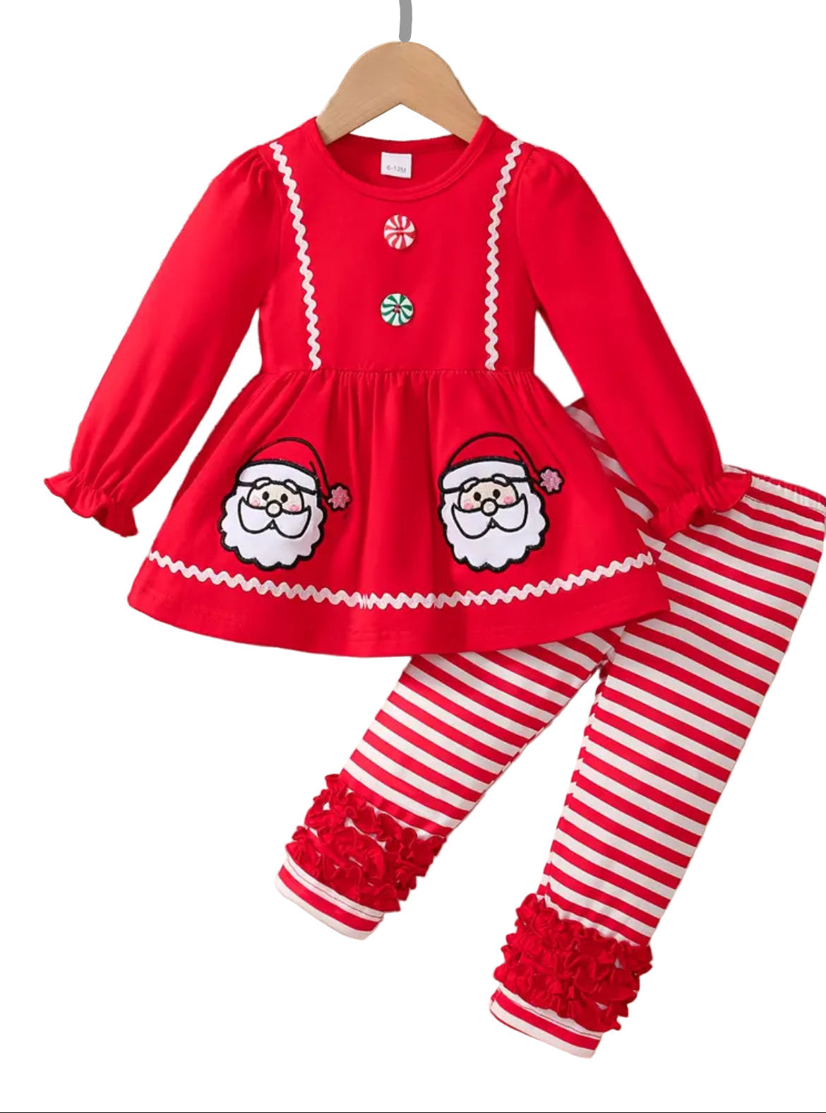 Red & White Santa Boutique Ruffle Outfit, girls, set, toddler