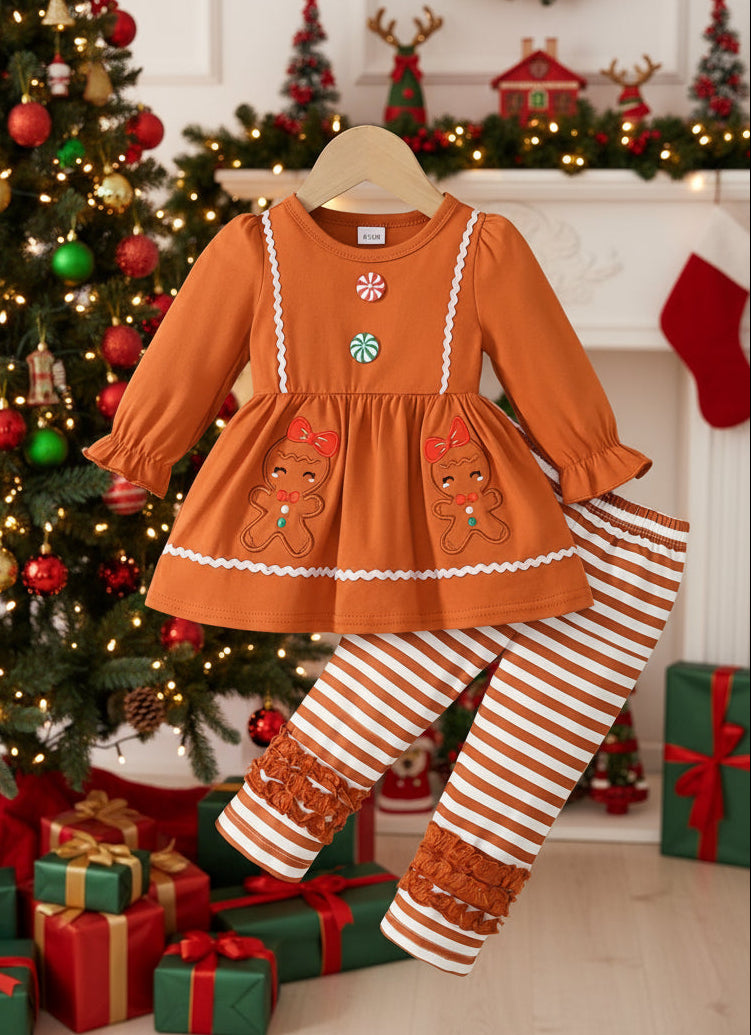 Gingerbread Boutique Ruffle Outfit, girls, set, toddler