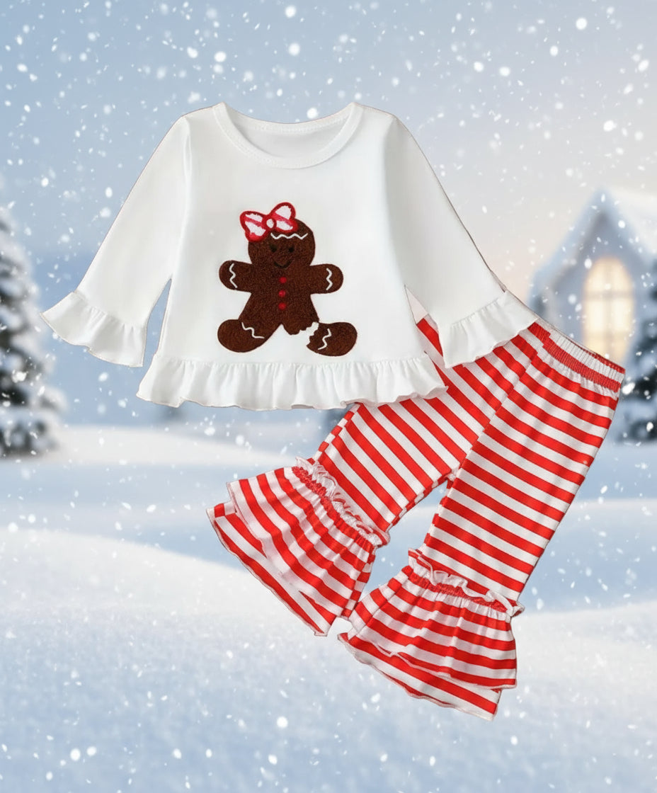 Red & White Gingerbread Boutique Ruffle Outfit, girls, toddler