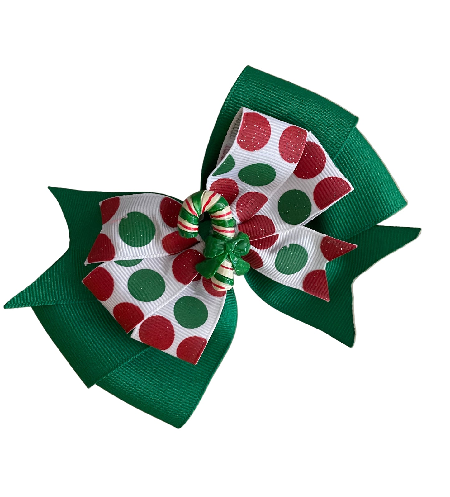 Polka Dot Candy Cane Hair Bow, girl, kids, clip, Winter, holiday, Christmas