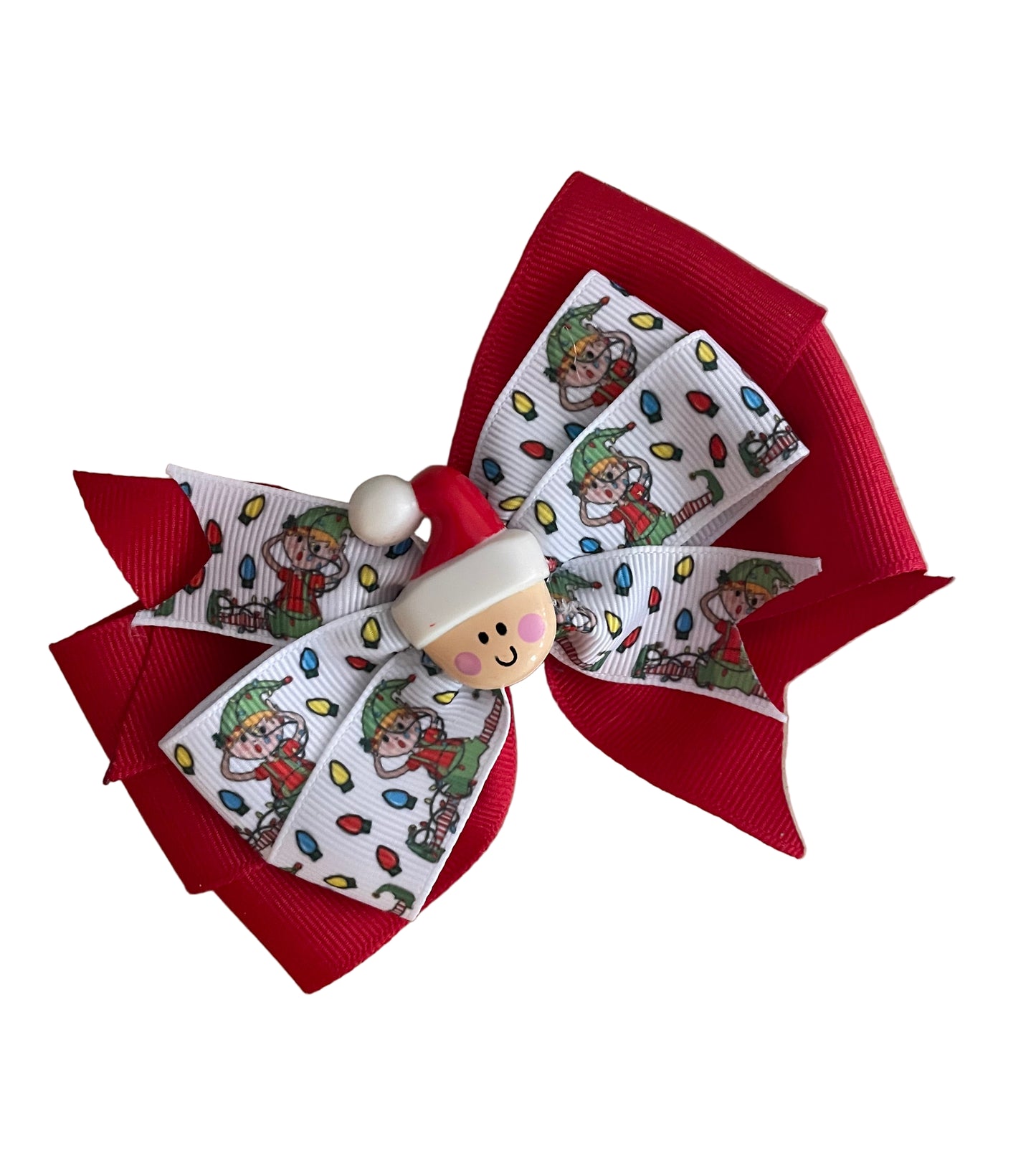 Tangled Elf Hair Bow, girl, kids, clip, Winter, holiday, Christmas
