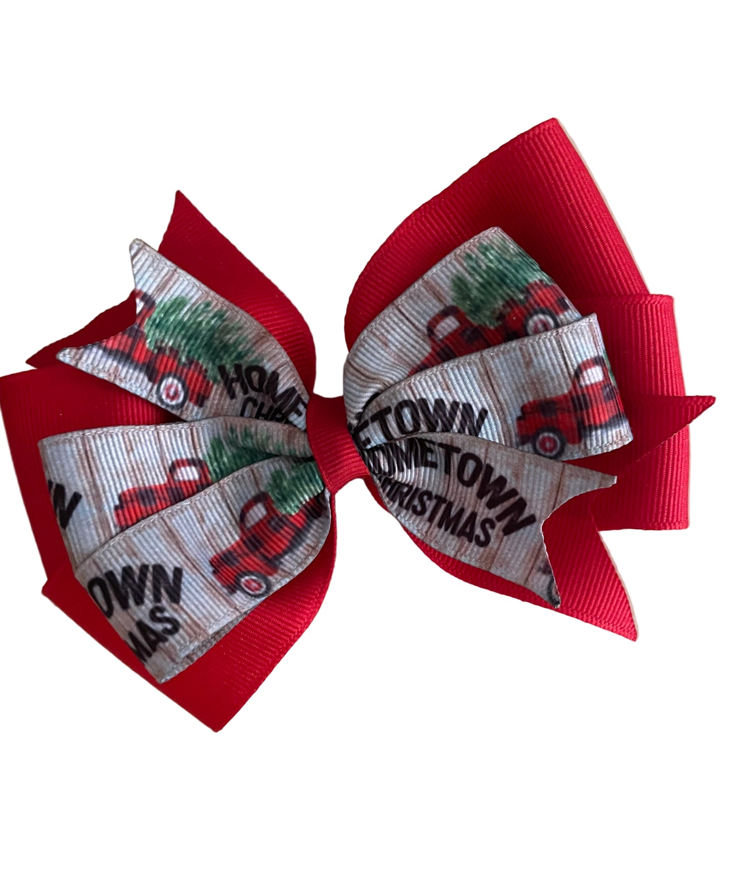 Hometown Christmas Hair Bow, girl, kids, clip, Winter, holiday