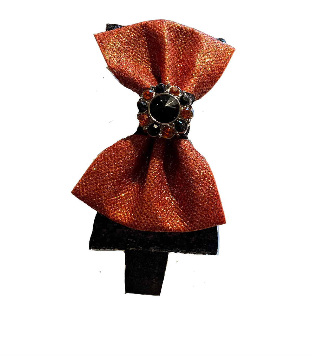 Orange & Black Glitter Headband w/Bow, girl, kids, Fall