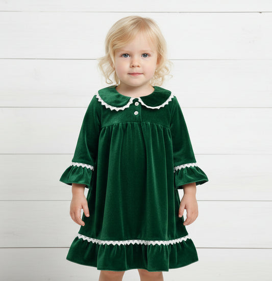 Emerald Stretch Velvet Night Gown, girl's, Sleeper, holiday, gift, pajamas / SALE