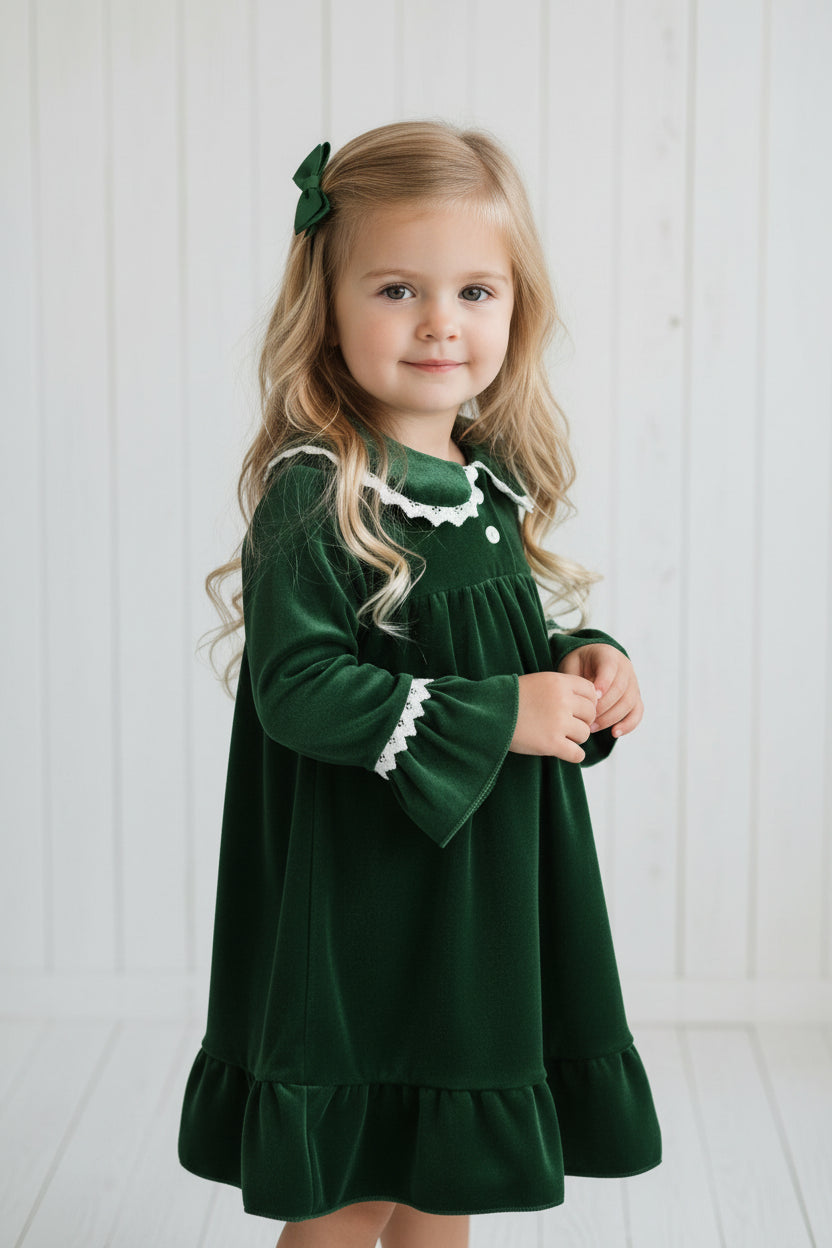 Emerald Stretch Velvet Night Gown, girl's, Sleepwear, holiday, gift, pajamas