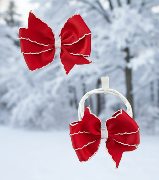 Red Hair Bow or Headband, girl, kids, clip, holiday