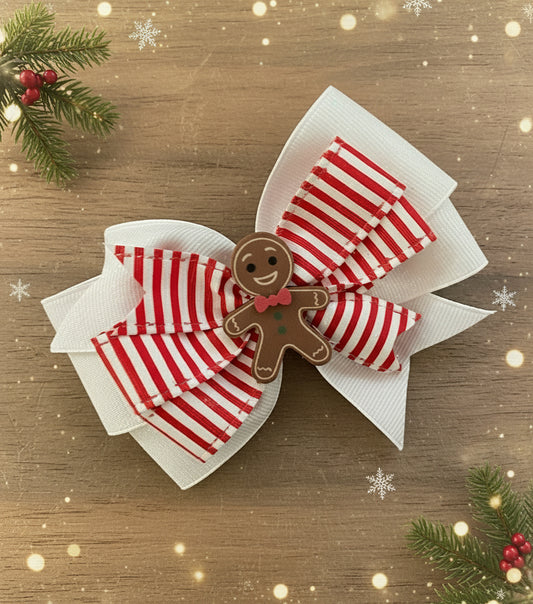 Gingerbread Hair Bow, girl, kids, clip, Winter, holiday, Christmas