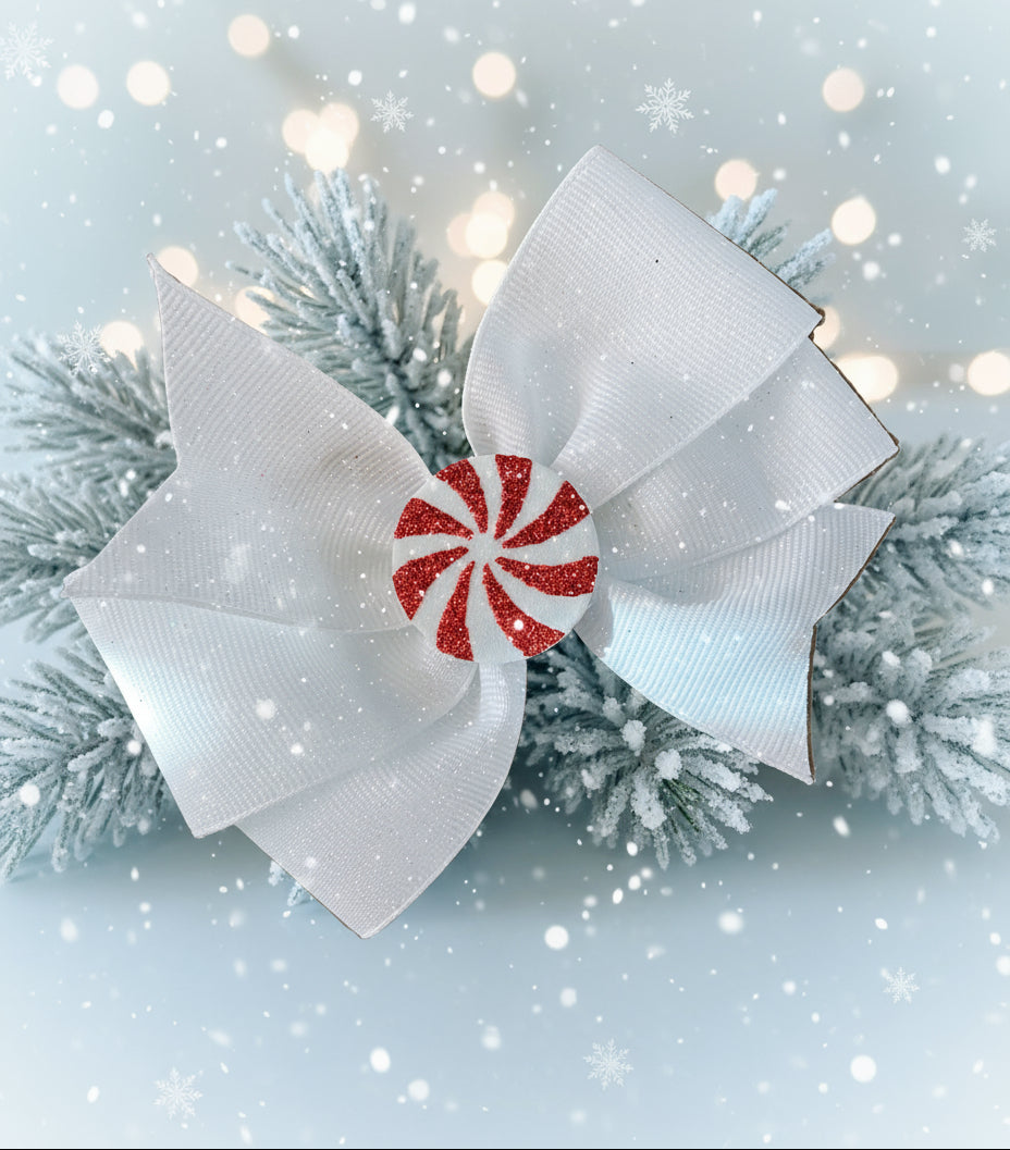 Peppermint Swirl Hair Bow, girl, kids, clip, Winter, holiday, Christmas