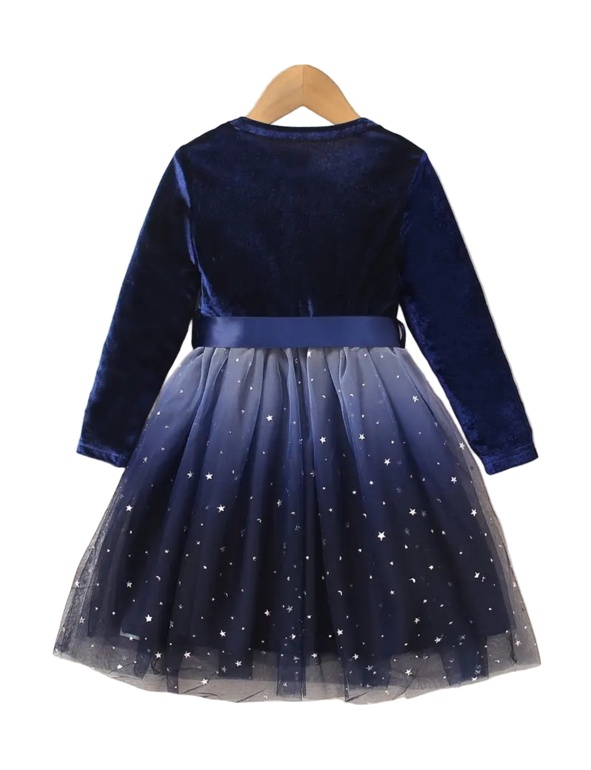 Tulle & Stretch Velvet Navy Blue Dress, girls, holiday, wedding