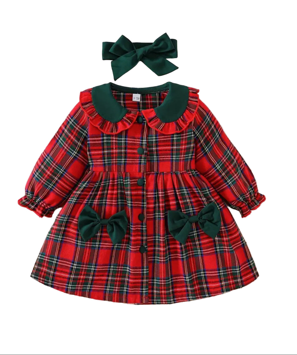 Red Tartan Plaid Collar Dress, Girl's, Toddler, kids, holiday