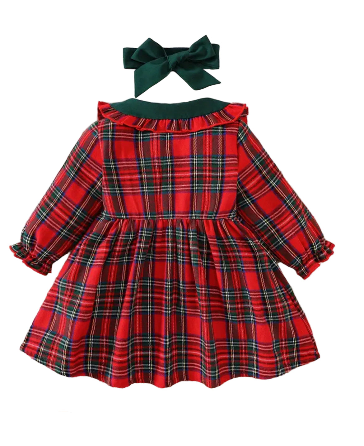 Red Tartan Plaid Collar Dress, Girl's, Toddler, kids, holiday