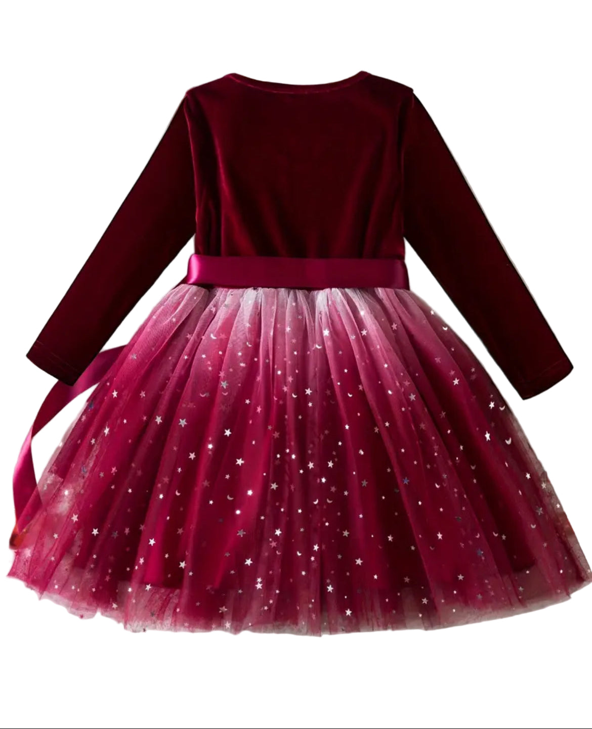 Tulle & Stretch Velvet Wine Dress, girls, holiday, wedding