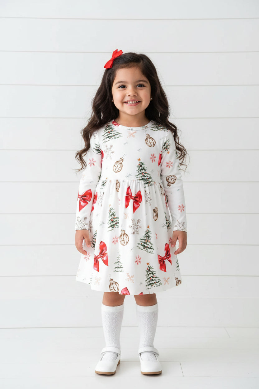 Holiday Decorations Twirl Dress, Milk Silk, girl's, Christmas / SALE