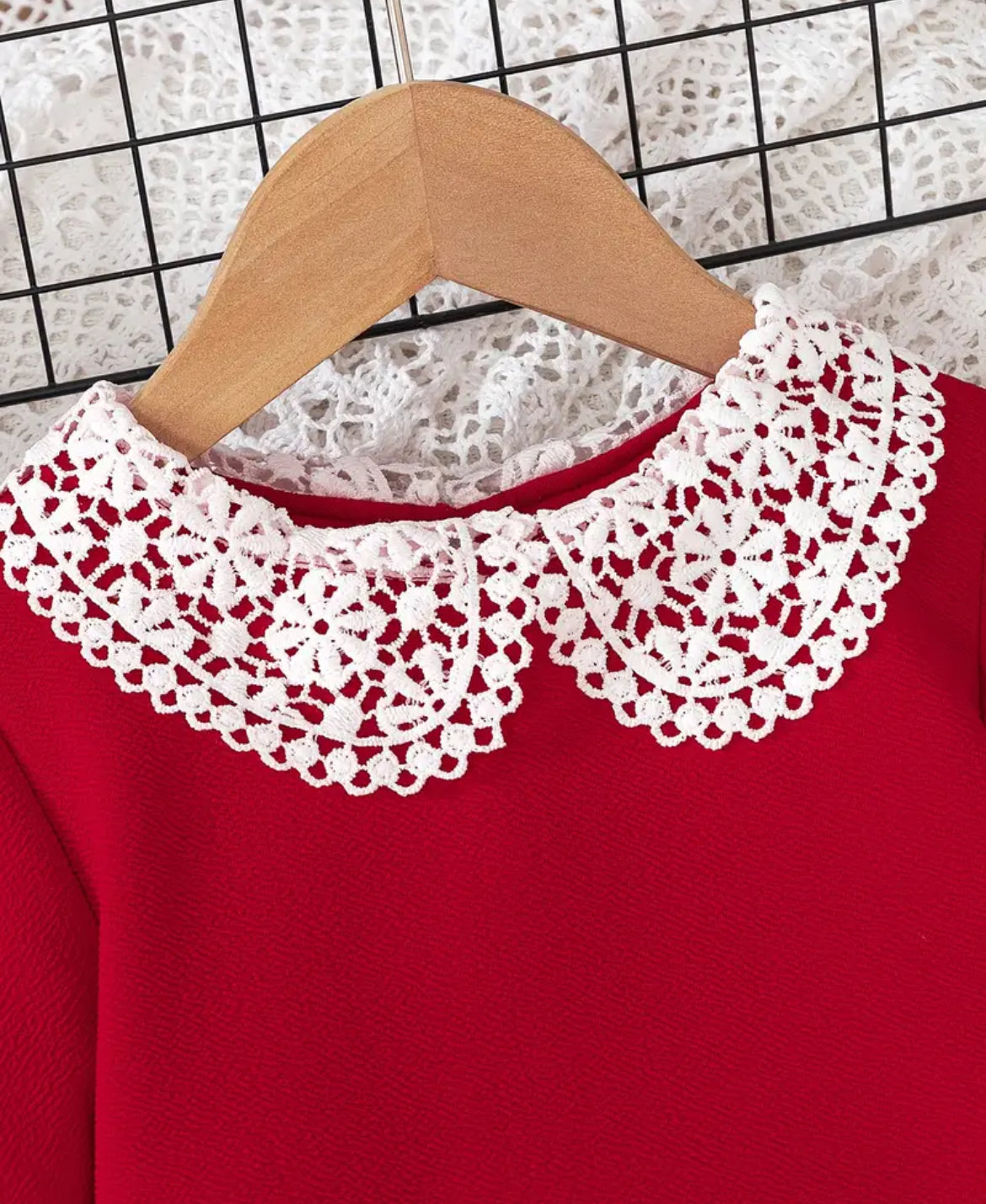 Red Pleated Long Sleeve Dress, girl, kids, holiday