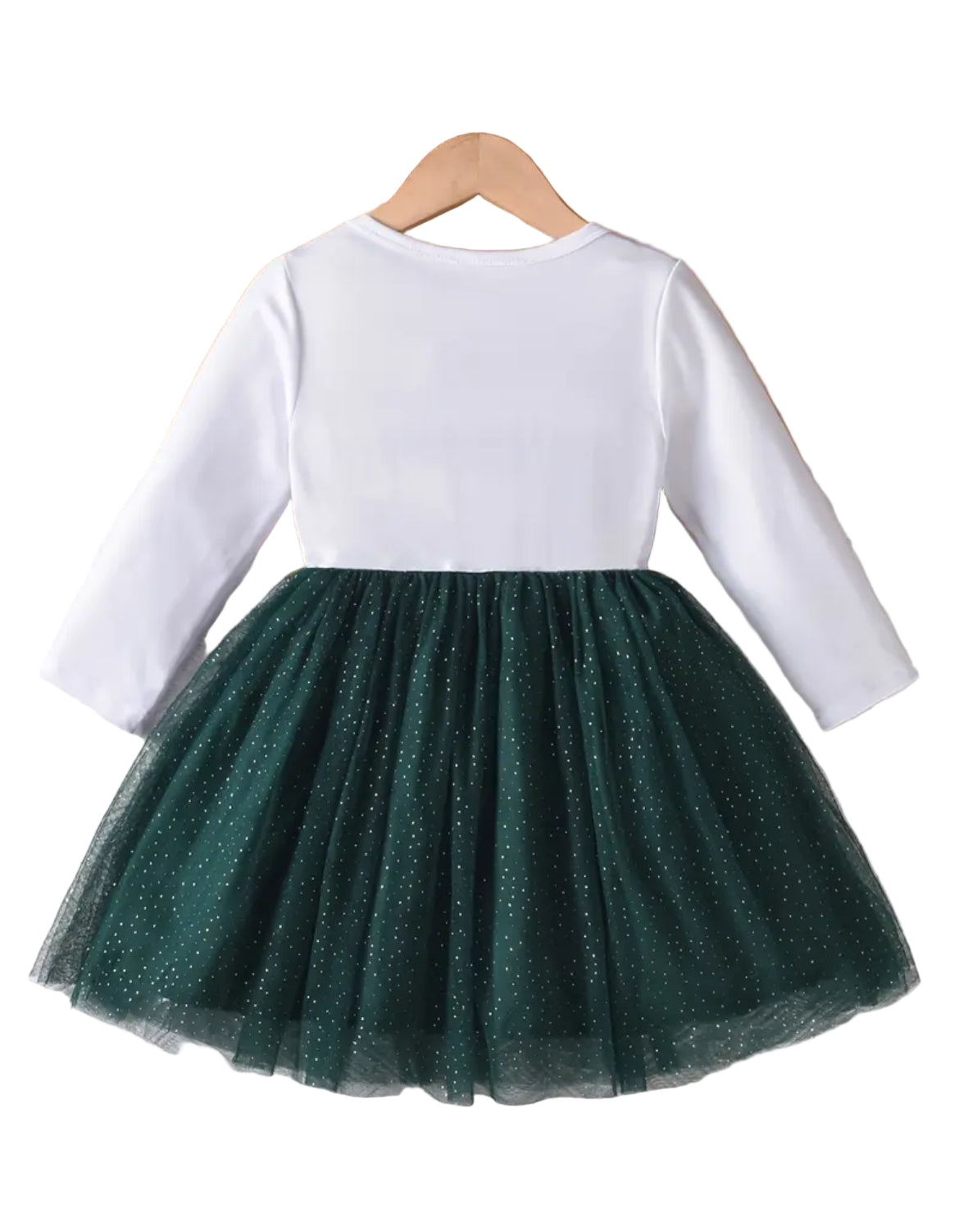 Green & White Christmas Tree Tulle Dress, girl, kids, holiday, Winter