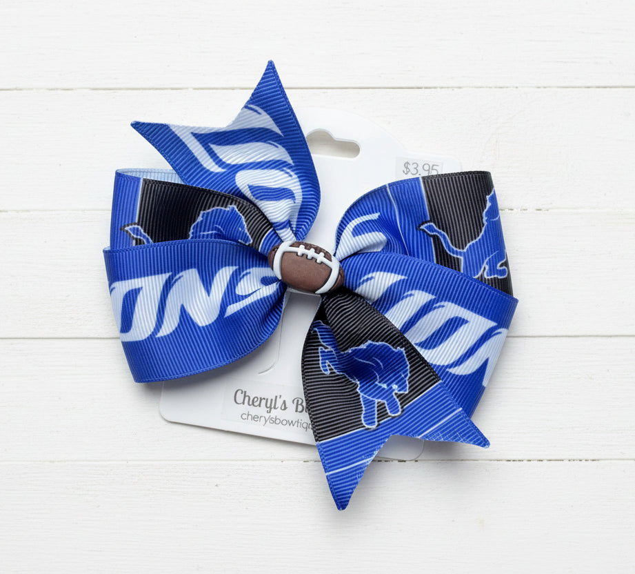 Detroit Lion's Hair Bow/Black & Blue,  football, kids, teen, adult, sports