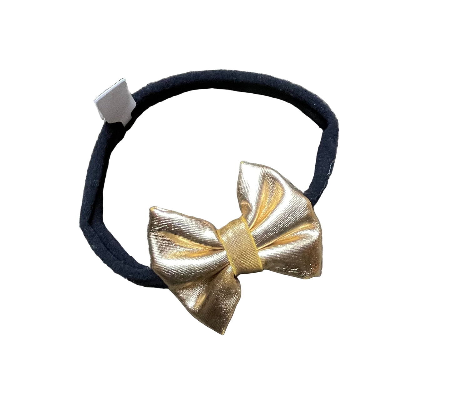 Gold Bow on Nylon Headband, girl, stretch, holiday