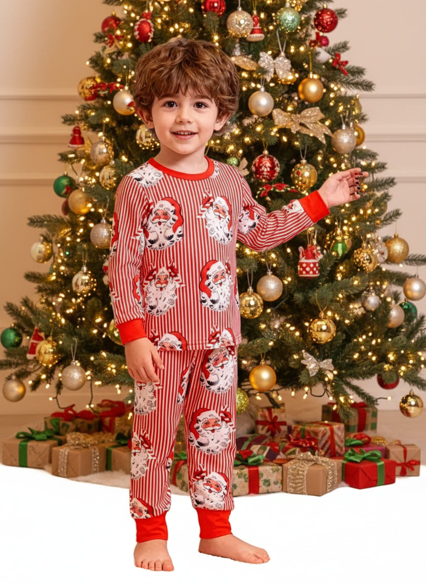 Santa Striped Pajamas, unisex, Winter, Milk Silk, kids