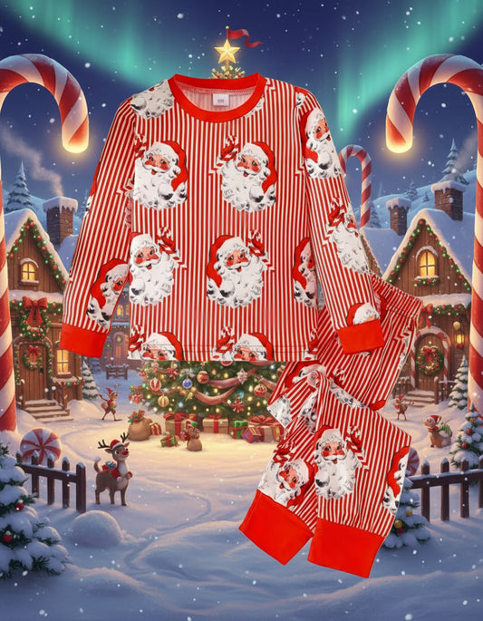 Santa Striped Pajamas, unisex, Winter, Milk Silk, kids