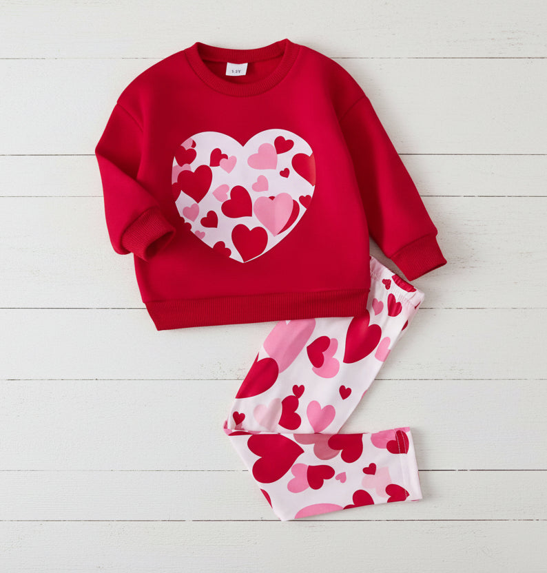 Sweet Heart Sweatshirt & Legging Outfit, girls, set, toddler / SALE