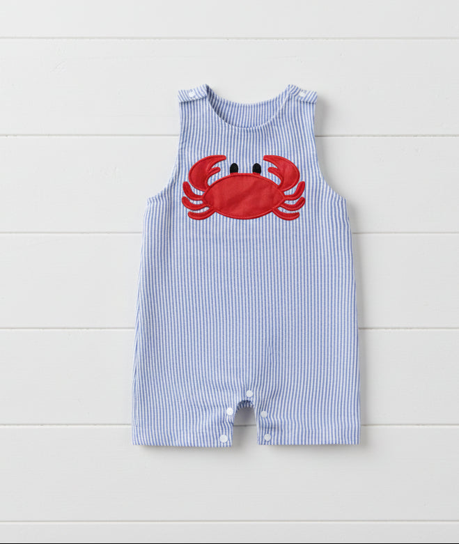 Crab Striped Romper, infant, clothing, boy, embroidered, kids