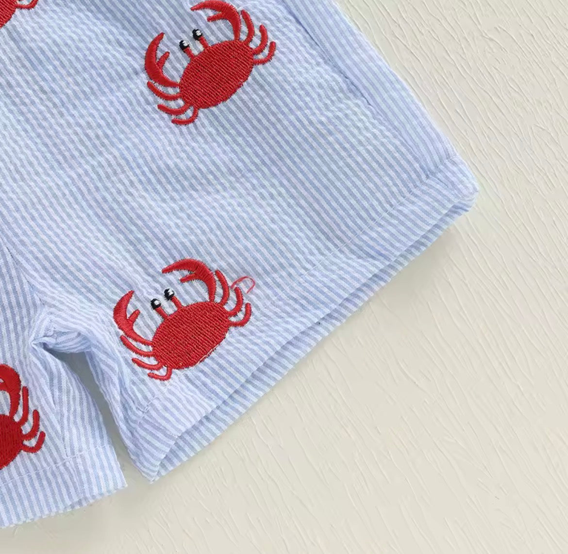 Crab Short Set, embroidered, outfit, Spring, boy