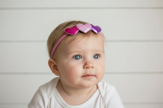 Colorful Hearts Nylon Stretch Headband, girl, baby, child, Valentine's Day